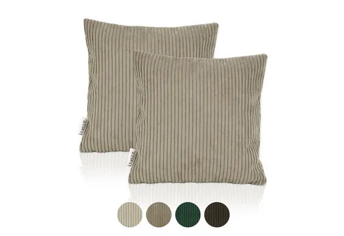Lycce Dekokissen Kissenbezug 2er Set CORD Stoff (40 x 40 cm) mit Reißverschluß