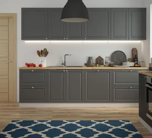 Küchenzeile AMARO 280cm - Moderne Einbauküche in grau umbragrau matt - Einbauküche mit 4 Schubladen und Soft-Close-Türen, ideal für stilvolle Küchen. Inklusive 8 Teile für individuelle Gestaltung.