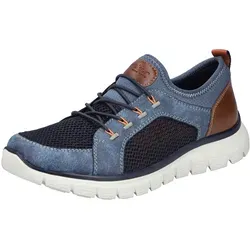 Slip-On Sneaker RIEKER für Herren, Gr. 40, blau-braun - Herren-Slipper von RIEKER, sportlich und bequem mit elastischem Gummizug und rutschhemmender Laufsohle – ideal für Freizeit und Alltag.