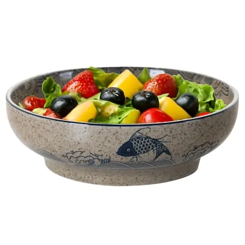 TuYines Salatschüssel Groß,Große Schüssel aus Keramik,Groß Suppenschale,Salatschale,Große Servierschüssel Ø 23cm,Obstschale,Robust Mischschüsseln,Pasta Schüssel