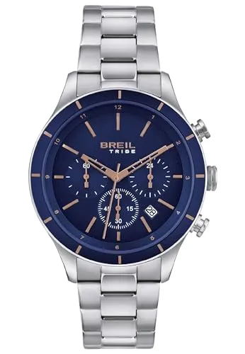 Breil Uhr Herren Dude Ziffernblatt GRAU Bewegung Chrono Quartz e Bracelet Stahl Silber EW0448