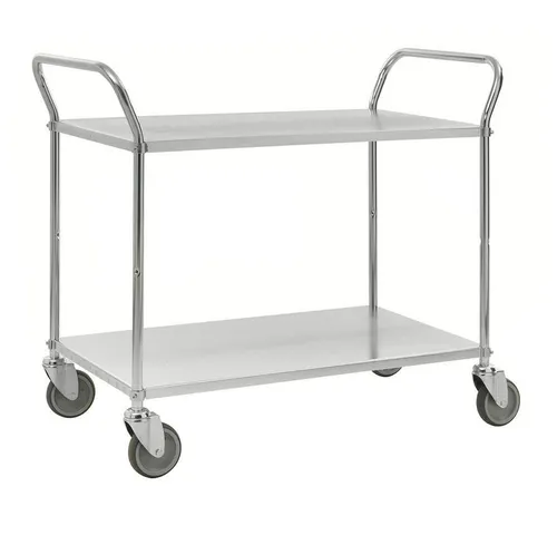 OSWALD Transportgeräte Servierwagen mit 2 Böden - Transportwagen mit 250 kg Traglast, ideal für Gastronomie und Lager. Elektrolytisch verzinkt und leicht manövrierbar dank großer 125 mm Drehgestellrollen.