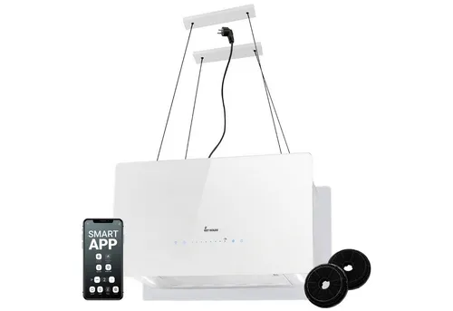 KKT KOLBE Inselhaube Dunstabzugshaube Inselhaube CUBE60-Serie 60cm Dunstabzugshaube Inselhaube CUBE60-Serie 60cm, Abzugshaube / Inselhaube / Umluft / Weiß / Glas / Touch LED / WiFi