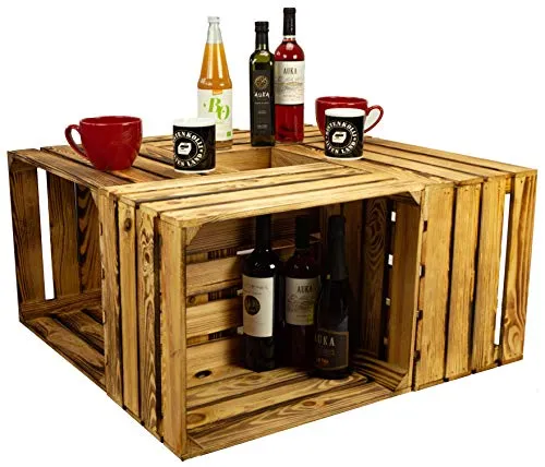 4er set massive Obstkiste Apfelkiste Weinkiste aus dem Alten Land +++ 50 x 40 x 30 cm (NEU GEFLAMMT)