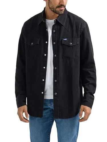 Produktbild Wrangler Iconic Jeanshemd mit Druckknöpfen für Herren, reguläre Passform, Schwarz Denim, XL