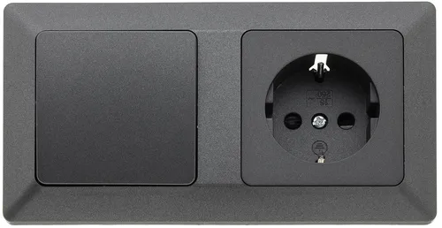 ChiliTec 23121 MILOS Set Steckdose + Schalter + Rahmen 250V/ 16A, Steckanschluss, Anthrazit