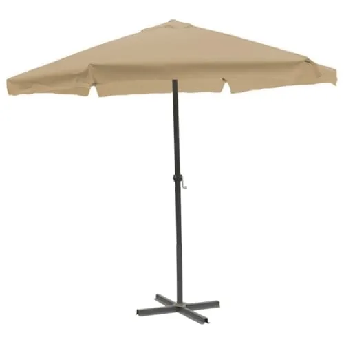 Mojawo Kurbelschirm Gartenschirm Sonnenschirm Aluminium Schirm Ø 3m Krempe und Kurbel verschieden Farben, Farben:Taupe