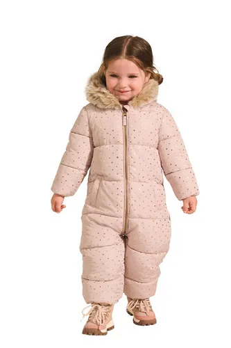 NEXT Mädchen Wasserabweisender Schneeanzug mit Print Blassrosa 74-80 - Wasserabweisender Schneeanzug für Mädchen in Blassrosa mit Fleece-Futter und kuscheliger Webpelz-Kapuze. Ideal für kalte Tage und Outdoor-Abenteuer.