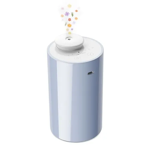 Wasserloser Diffusor für Ätherische Öle, Batteriebetriebener Nebulizer, 20 ml Fassungsvermögen, Mini-Duftluftgerät, 3 Countdown-Timer & 3 Nebelstufen für Zuhause, Raum, Auto, Büro – AN6 Blau