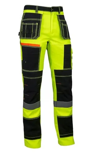 Urgent reflektierende Arbeitshose für Monteure (Größe 52) - Arbeitshosen aus 80% Polyester und 20% Baumwolle, ideal für Sicherheit und Komfort bei der Arbeit, mit reflektierenden Elementen für bessere Sichtbarkeit.