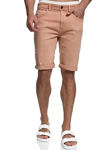 Indicode Herren Page Jeans Shorts mit 5 Taschen | Herrenshorts Used Look für Männer Dust, M