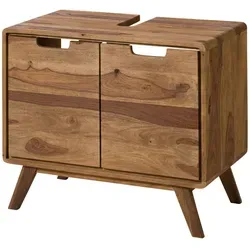 Waschbeckenunterschrank Sheesham 70x40x60 natur sandgestrahlt MALMÖ - Badezimmerschränke aus massivem Sheeshamholz, bietet stilvollen Stauraum und natürliche Eleganz für Ihr Badezimmer.