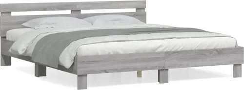 vidaXL Bettgestell Grau Sonoma 200x200cm mit Kopfteil