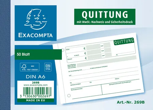 EXACOMPTA Formularblock Exacompta Quittungen A6Q 50 Bl.