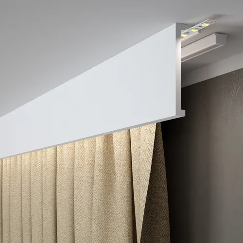 PROVISTON Stuckleiste Polystyrol 40 x 120 mm, Weiß - Deckenleisten aus wasserfestem Polystyrol, ideal zum Kleben für eine elegante Raumgestaltung im Innenbereich.