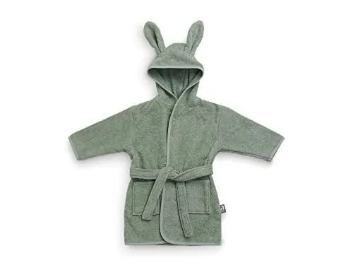Jollein Baby-Bademantel 1-2 Jahre - Ash Green - Bademantel aus hochwertigem Terry für Baby-Jungen, mit Kapuze zum schnellen Trocknen der Haare, erhältlich in 5 trendigen Farben, perfekt für nach dem Baden.