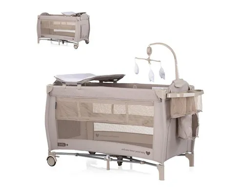 Chipolino Baby-Reisebett Reisebett Bella 2 Ebenen, 2 Ebenen seitlicher Eingang Musikmobile Wickelauflage