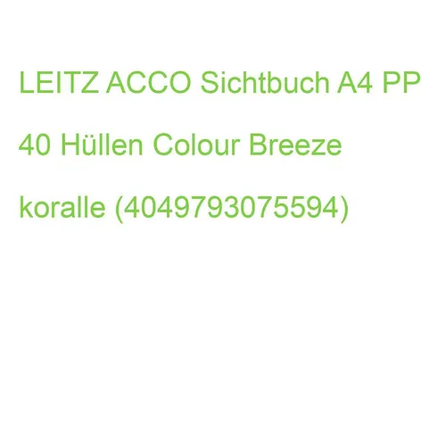 LEITZ_ACCO LEITZ Sichtbuch Colour'Breeze 40 Hüllen koralle DIN A4 (4049793075594