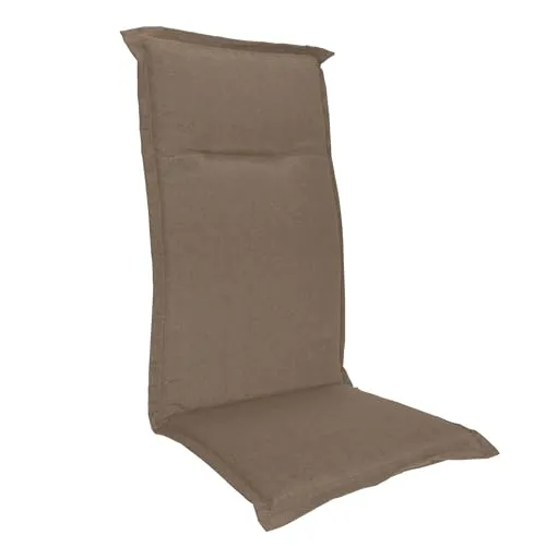 Spetebo Pflegeleichtes Polster für Hochlehner - Taupe - Polster für Stühle & Sessel, ideal für Gartenmöbel, pflegeleicht und waschbar mit praktischen Haltegurt für sicheren Halt.