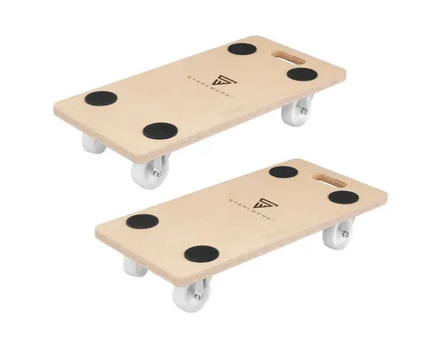 STAHLWERK Rollbrett Rollwagen 2er Set - 250 kg Tragkraft - Transportroller für schwere Lasten bis 250 kg, ideal für Lager, Werkstatt und DIY. Mit abriebfesten Lenkrollen für einfaches Manövrieren, auch auf unebenen Flächen.