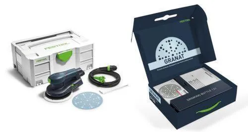 Festool Exzenterschleifer ETS EC 150/5 GR-Set P - Schleifmaschine für ermüdungsfreies Arbeiten, ideal für Kanten und Überkopf-Schleifen. Mit bürstenlosem EC-TEC Motor und ergonomischem Design für perfekten Komfort.