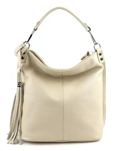 OBC Made IN Italy Damen XL Leder Tasche - Damen-Schultertaschen, stilvoll und praktisch mit Fächern und verstellbaren Trageriemen – ideal für jeden Anlass!