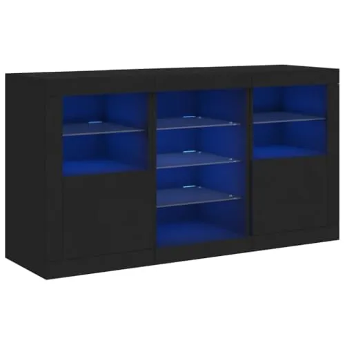 vidaXL Sideboard mit LED-Leuchten Schwarz 123x37x67 cm