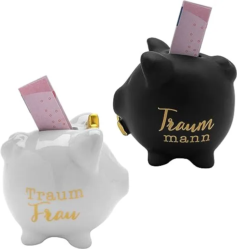 Gruss & CO Sparschweinset Motiv Traummann & Traumfrau | Geschenkset zur Hochzeit, Porzellan Schweinchen | Geschenk Paare, Hochzeitsgeschenk, Brautpaar | 47535