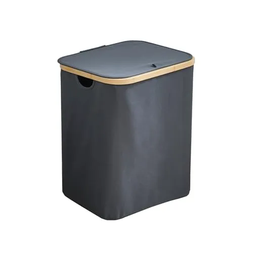 SVITA SADE Wäschekorb Wäschetruhe Wäschebox Wäschesammler faltbar mit Deckel modern Holz Bambus Badezimmer Schlafzimmer Kinderzimmer Waschküche
