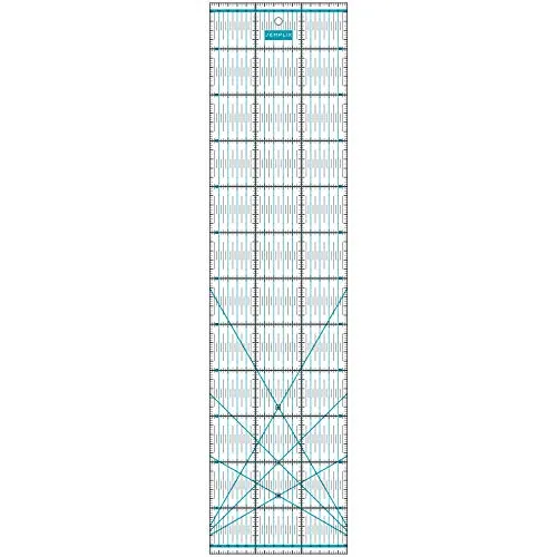 SEMPLIX Patchwork-Lineal Quilt-Lineal, transparent, mit cm-Skala und Winkelfunktionen, ideal für Patchwork und zum Basteln, 60 x 15 cm (türkis)