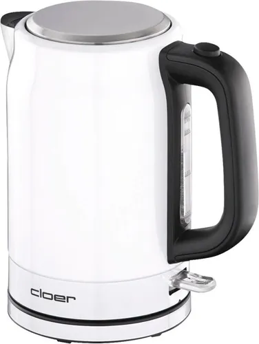 Cloer 4521 Wasserkocher Edelstahl, 2200 W - Wasserkocher mit 1,7 Liter Fassungsvermögen, Trockengeh- und Überhitzungsschutz für sicheres Kochen und praktischer Einhandbedienung.