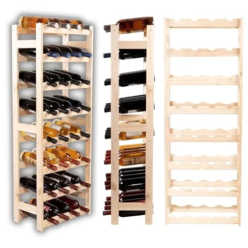 MODO24 Flaschenregal für 32 Flaschen aus Holz - Flexibles Flaschenregal für 32 Flaschen, ideal für Weinliebhaber. Stabil und sicher, mit minimalistischer Eleganz fügt es sich in jedes Zuhause ein. Einfache Montage und langlebige Qualität garantieren eine optimale Aufbewahrung.
