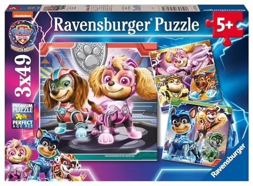 Ravensburger Kinderpuzzle 05708 - PAW Patrol: The Mighty Movie, 3x49 Teile für Kinder ab 5 Jahren, fördert Motorik und Konzentration mit extradicken Puzzlestücken