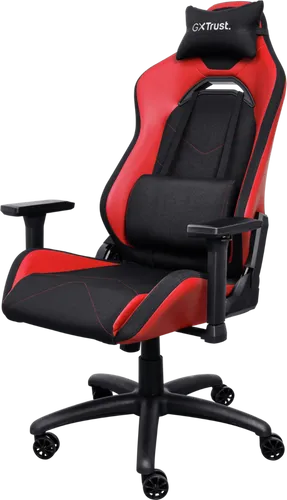 Trust GXT 703R Riye Gaming-Stuhl, Rot - Ergonomisch und stylisch - Drehstuhl für Gamer mit max. Belastbarkeit von 140 kg, ausgestattet mit hochwertigem Stoff und Kunstleder für optimalen Komfort.