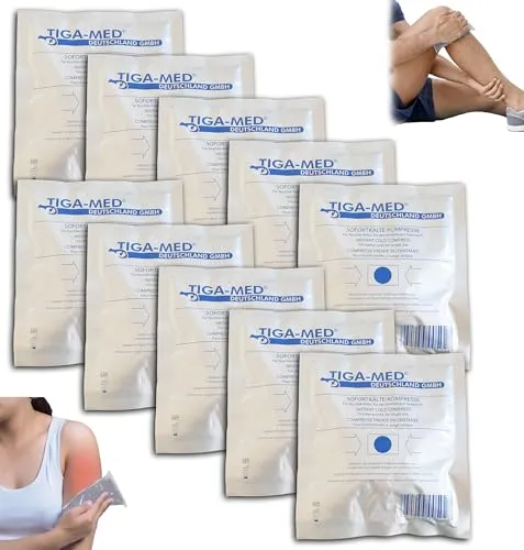 TIGA-MED 10 Stück Sofort Kälte Kompressen für Prellungen, Insektenstiche und andere Verletzungen | 15x17cm | vielseitig verwendbar | Medizinprodukt | Einmal Kühlkompressen | Sofortkältekompressen