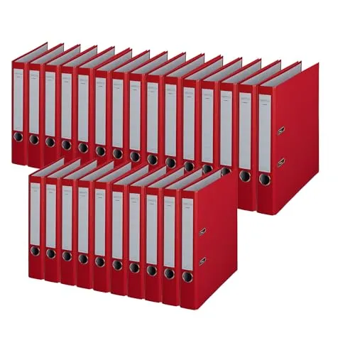 Centra Standard-Ordner (grauappe RC, mit PP-Folie kaschiert, A4, 5,2 cm Rückenbreite, Chromos) rot, 25 Stück