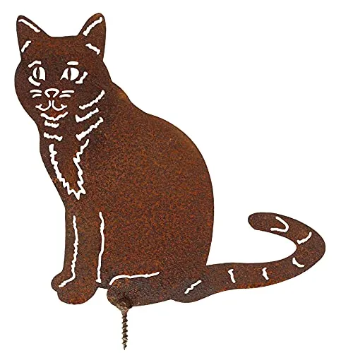 Manufaktur Lichtbogen Rost Katze sitzend zum Einschrauben