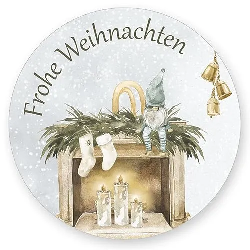 Aufkleber FROHE WEIHNACHTEN - Weihnachtsmotiv Rund Ø 4,5 cm, Besondere Anlässe Weihnachten, Motiv-Sticker 50
