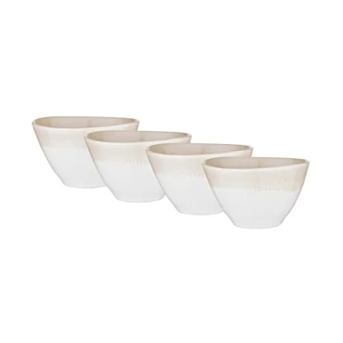BUTLERS Schüssel 640ml 4er Set Suppenteller ATLANTIS Steinzeug Geschirr Suppenschüssel | Bowl Salatschale Teller tief | Farbverlauf mit Boho-Stil | Mikrowellen- & spülmaschinenfest