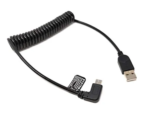 System-S USB Kabel Typ A auf USB Typ C 3.1 90° gewinkelt Spiralkabel 40 Bis 100 cm