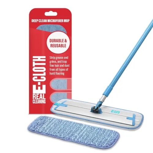 e-cloth Deep Clean Mop mit extra Mop Ersatzkopf, Mikrofaser-Mop, Perfekter Bodenreiniger für Hartholz, Laminat, Fliesen- und Steinböden, waschbar und wiederverwendbar, 100 Waschversprechen