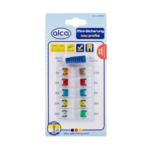 alca® Mini Flach Sicherungen (low profile) 5-30 A; 10 St. Blister kleine Autosicherung Flachsicherung Set 10 Stk. Auto Motorrad Wohnwagen Caravan HiFi