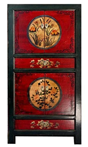 OPIUM OUTLET Chinesischer Vintage Schrank in rot von OPIUM OUTLET