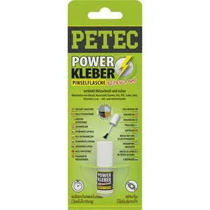 Petec Gummiklebstoff POWER KLEBER PINSELFLASCHE, Sekundenklebstoff 93404