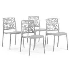 RATTATAN 4er-Set stapelbare Stühle in silber von RATTATAN