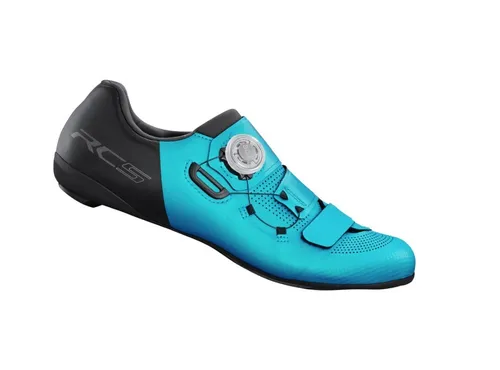 Shimano SH-RC5B Damen Fahrradschuh - Road SPD-SL BOA in Türkis, Gr. 38 - Damenschuhe für Radsport, ideal für Rennradfahrerinnen mit Carbon-verstärkter Sohle für optimale Kraftübertragung und Komfort.