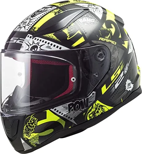 LS2, Integral-Motorradhelm für Kinder Rapid Mini Vignette Black H-V Yellow, M