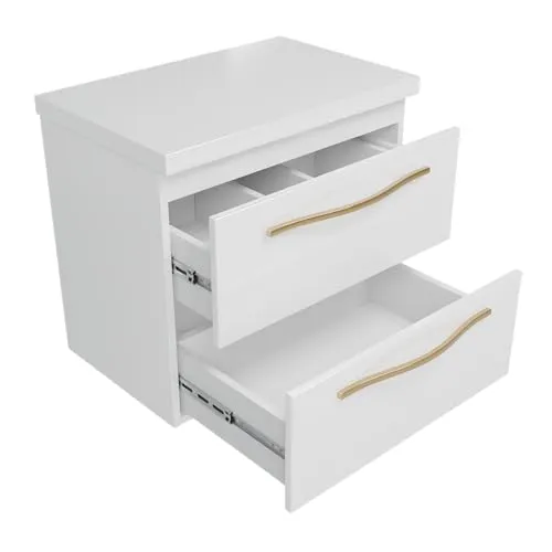 paplinskimoebel - Waschbeckenunterschrank mit Aufsatz 60 cm Breit Girona, Badezimmerschrank mit Aufsatz, Unterschrank für Aufsatzwaschbecken, Waschtischunterschrank Hochglanz - Weiß/Weiß