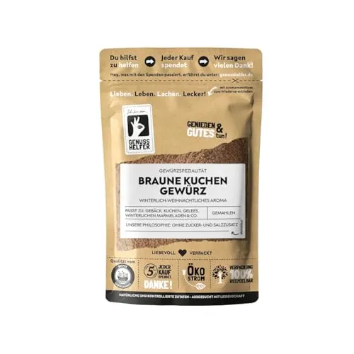 Bremer Gewürzhandel Braune Kuchen Gewürz, gemahlen – Aromatische Gewürzmischung für Back- und Kochliebhaber - Harmonische Gewürzmischung aus Zimt, Koriander und Nelken für ein unvergleichliches Geschmackserlebnis. Ideal für Kuchen und Wintergerichte. 100% natürliche Zutaten ohne Zusatzstoffe.