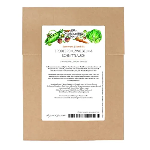Erdbeeren, Zwiebeln & Schnittlauch - Samenset mit 5 guten Nachbarn in Mischkultur